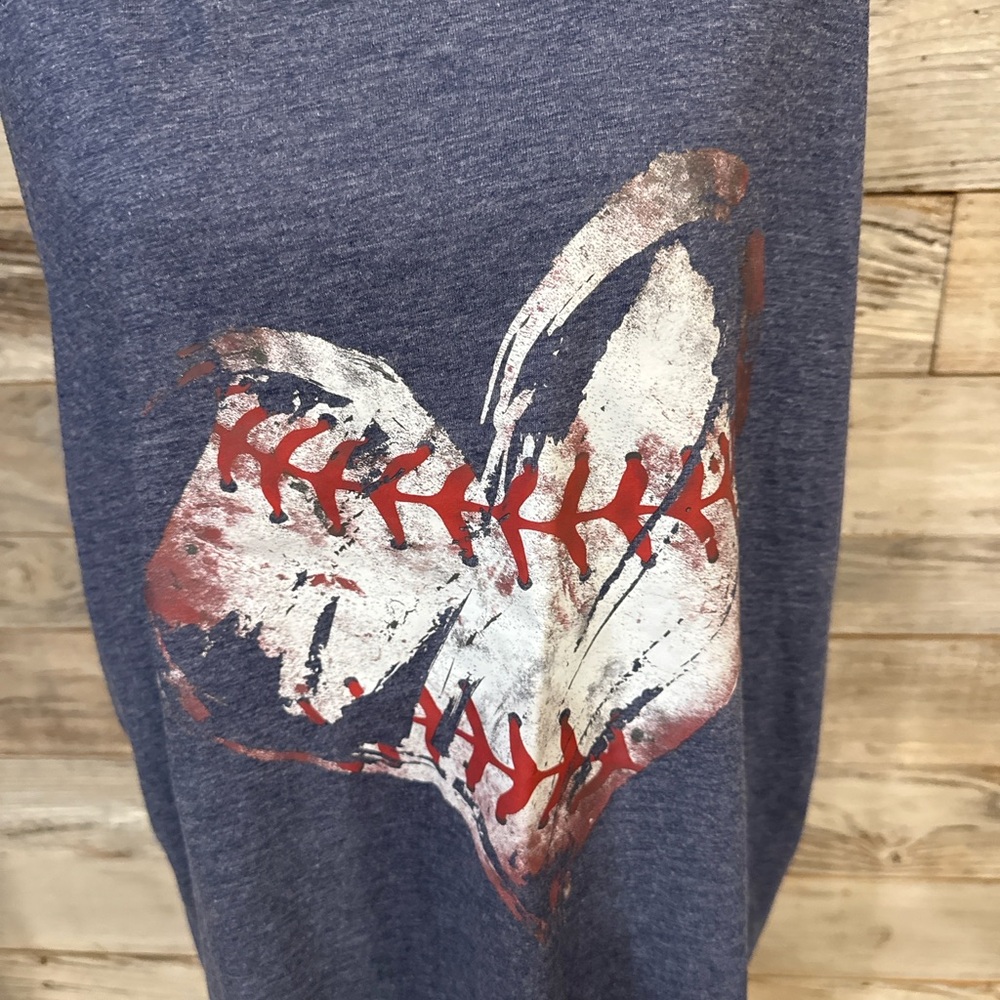 Amazon Blue Muscle Tee with Baseball Heart Design - Picture 3 of 4